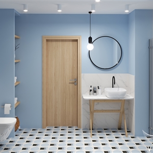 Modern Blue Geometry Bathroom_01