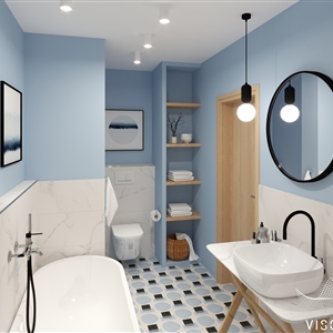 Modern Blue Geometry Bathroom_04