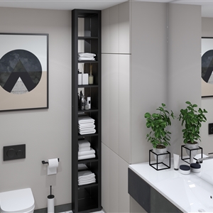 Modern Black Geometry Bathroom_03